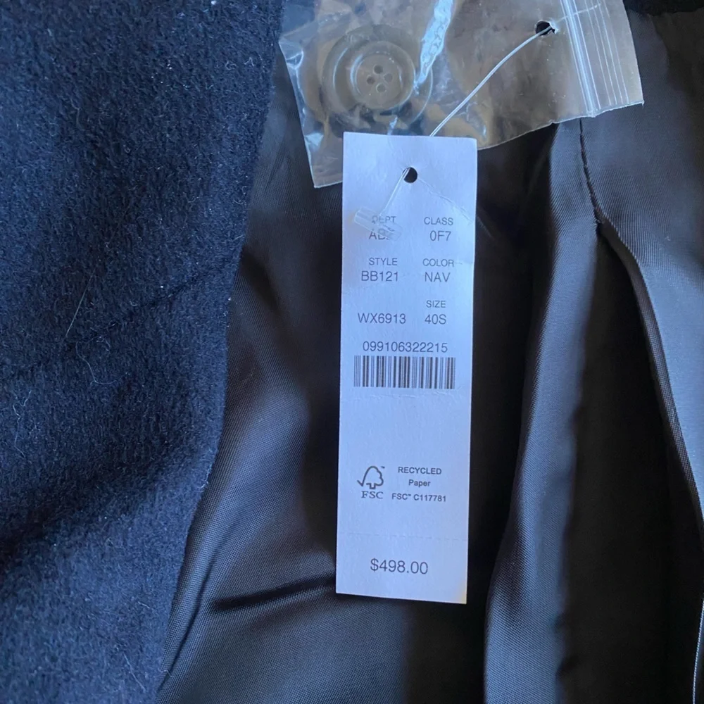 J. Crew Jacket Men's 40 S Wool Cashmere LudlowTopcoat Navy NWT $498